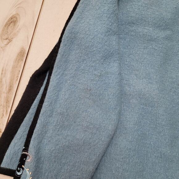 Vintage Carson wool coat zip up embroidered winter art Icelandic - Picture 9 of 10